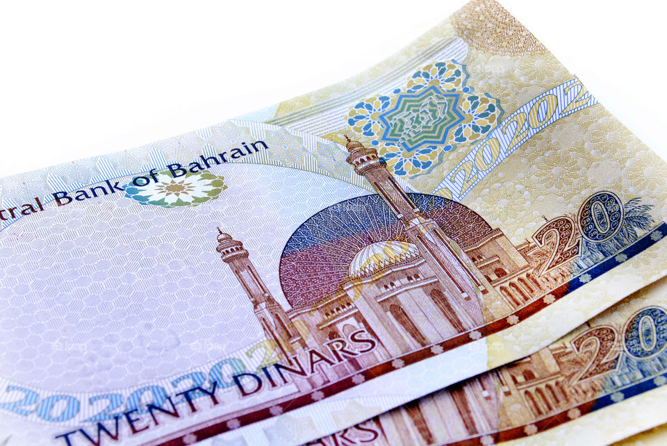 Bahrain currency close up