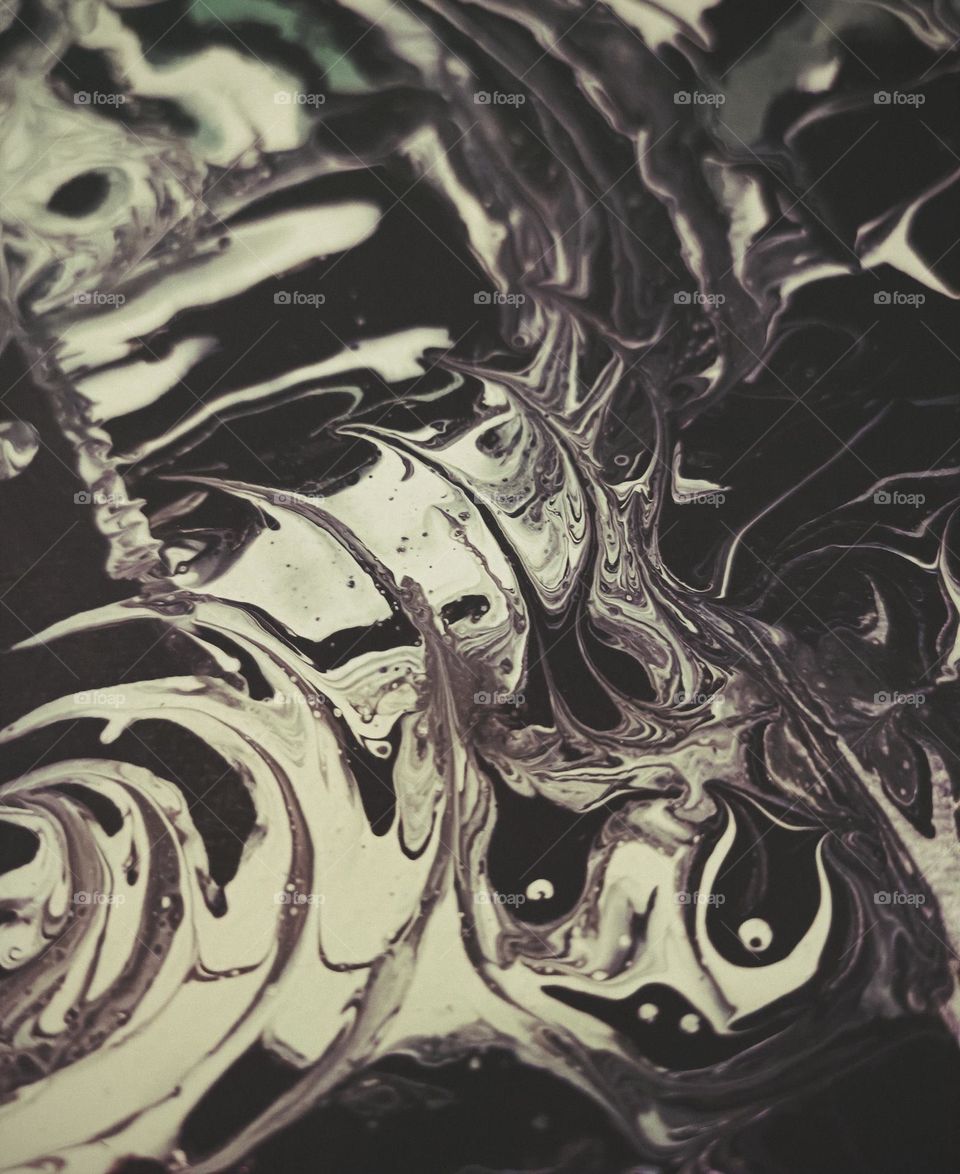 Close-up of an black and white abstract artwork
