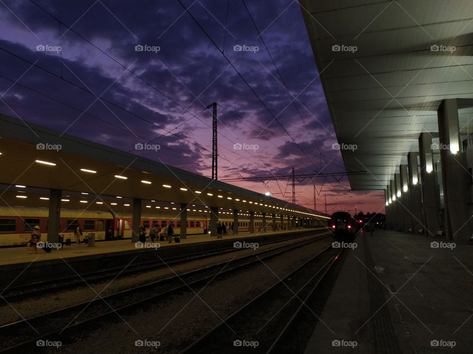 Sunrise over Sofia Train Station