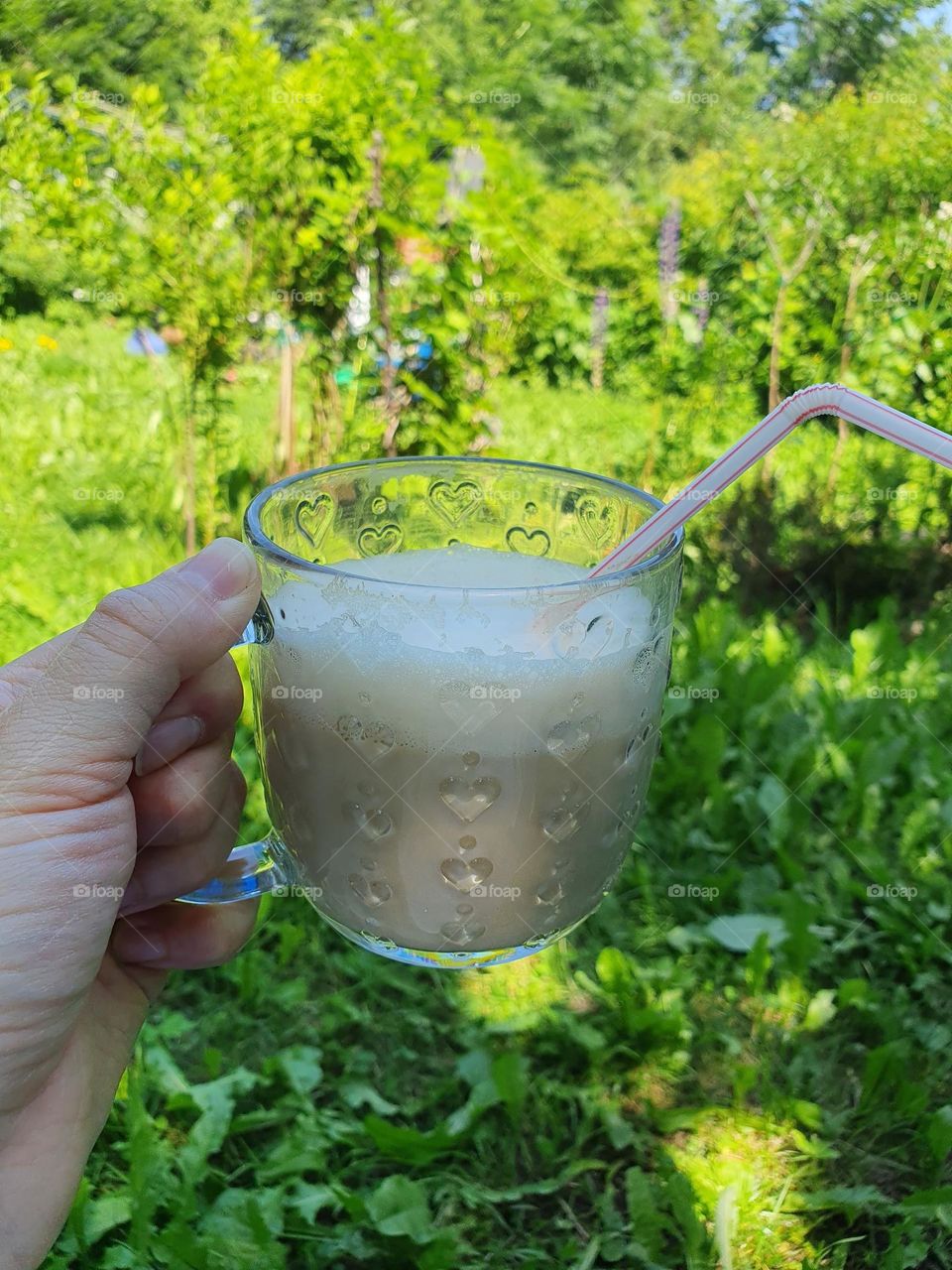 Coffee time in the countryside garden.