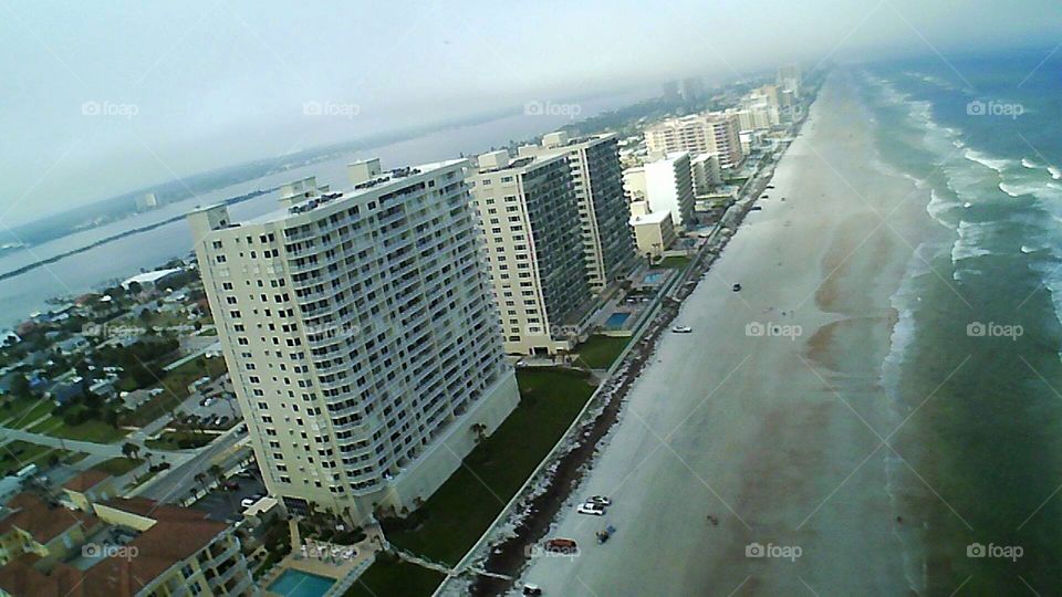 drone view of the beach