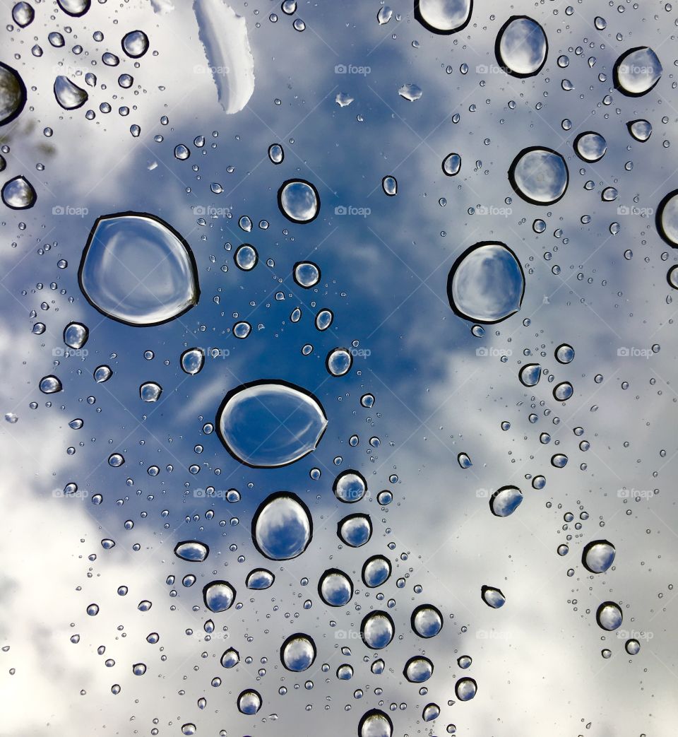 Water drops on the sunroof after the rain storm