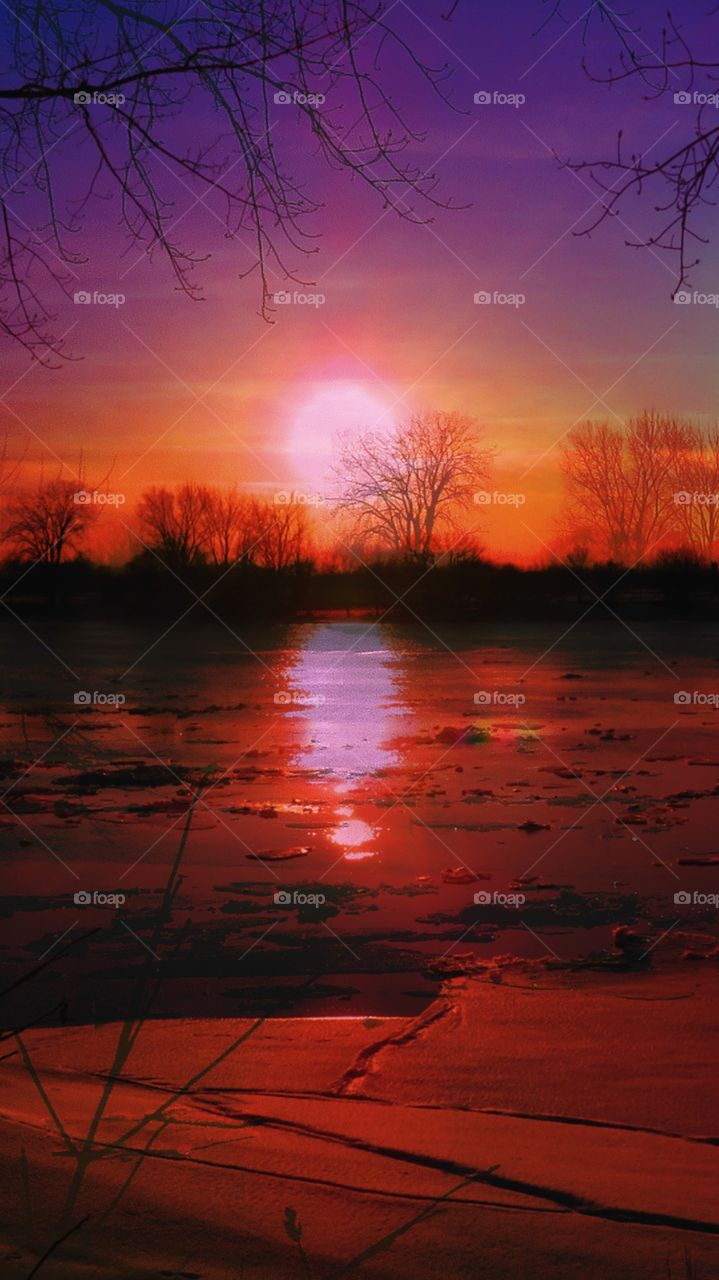 Experimenting with double exposure Sunset on the St Lawrence river 