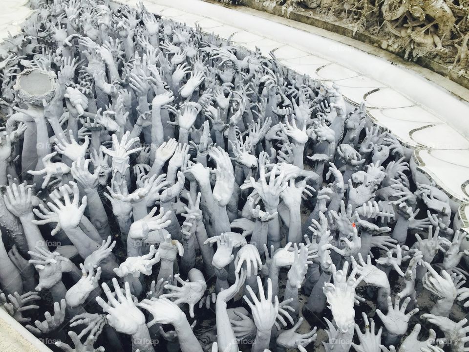 Wat Rong Khun in Thailand (AKA White Temple)
Hands reaching from the Underworld