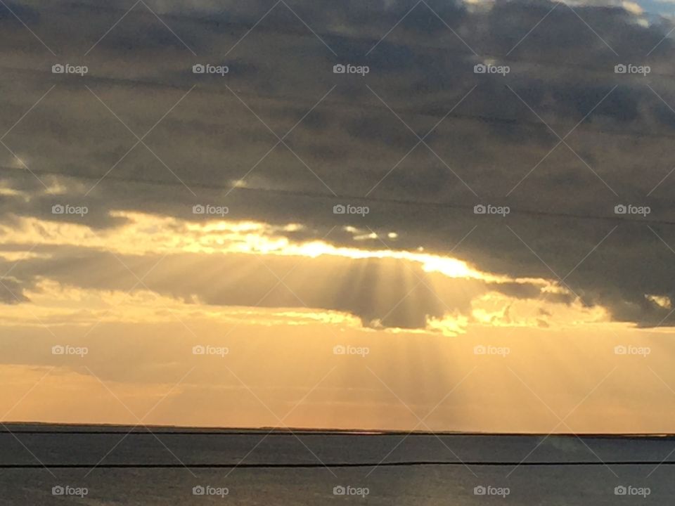 Suns Rays at sunset, Florida Keys