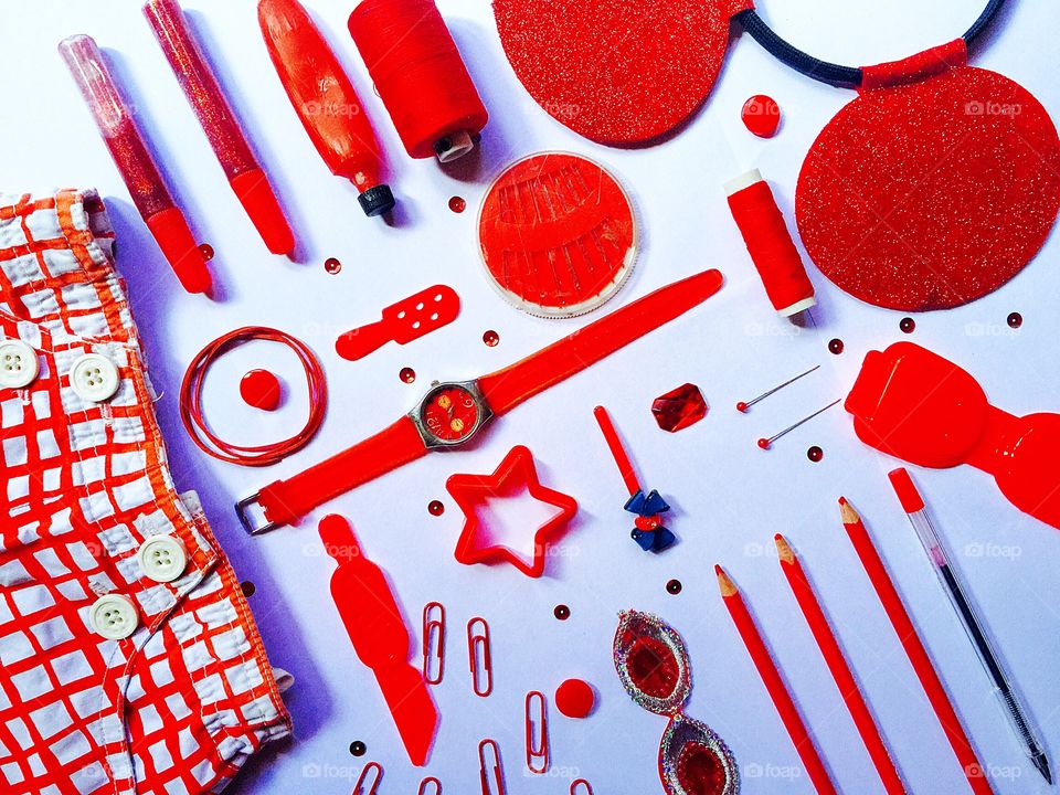 Anything red. Anything red, flat lay items