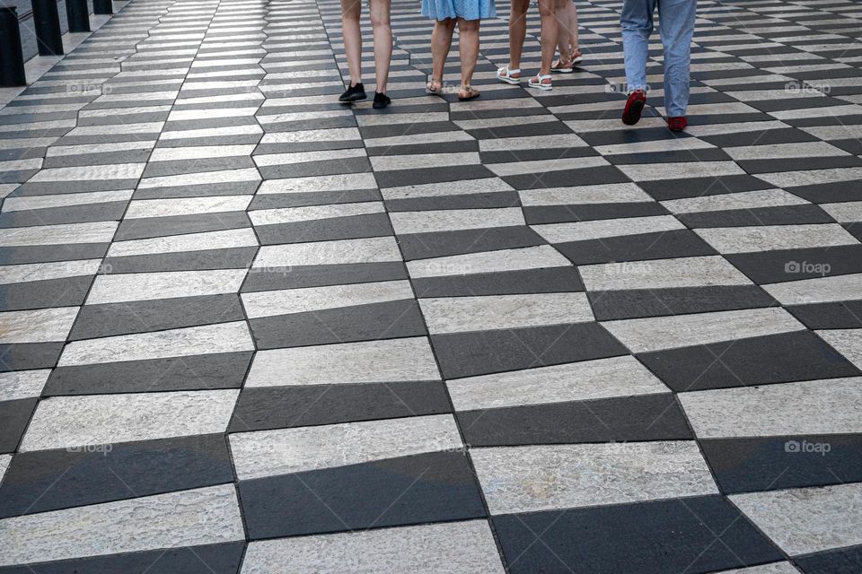 floor black and white patterned