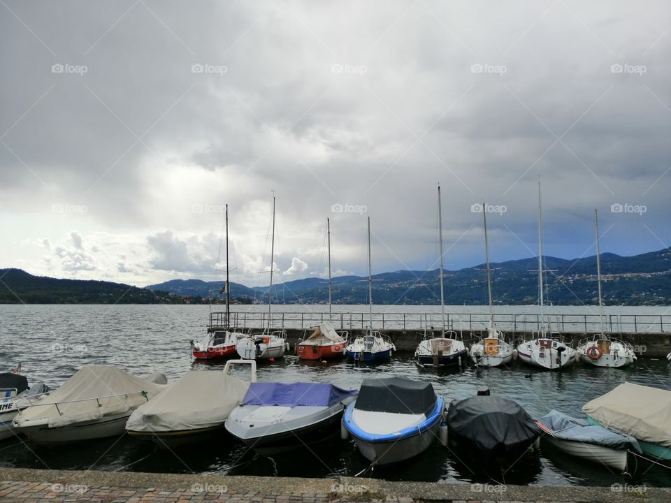 Piers at Lake Maggiore in Italy