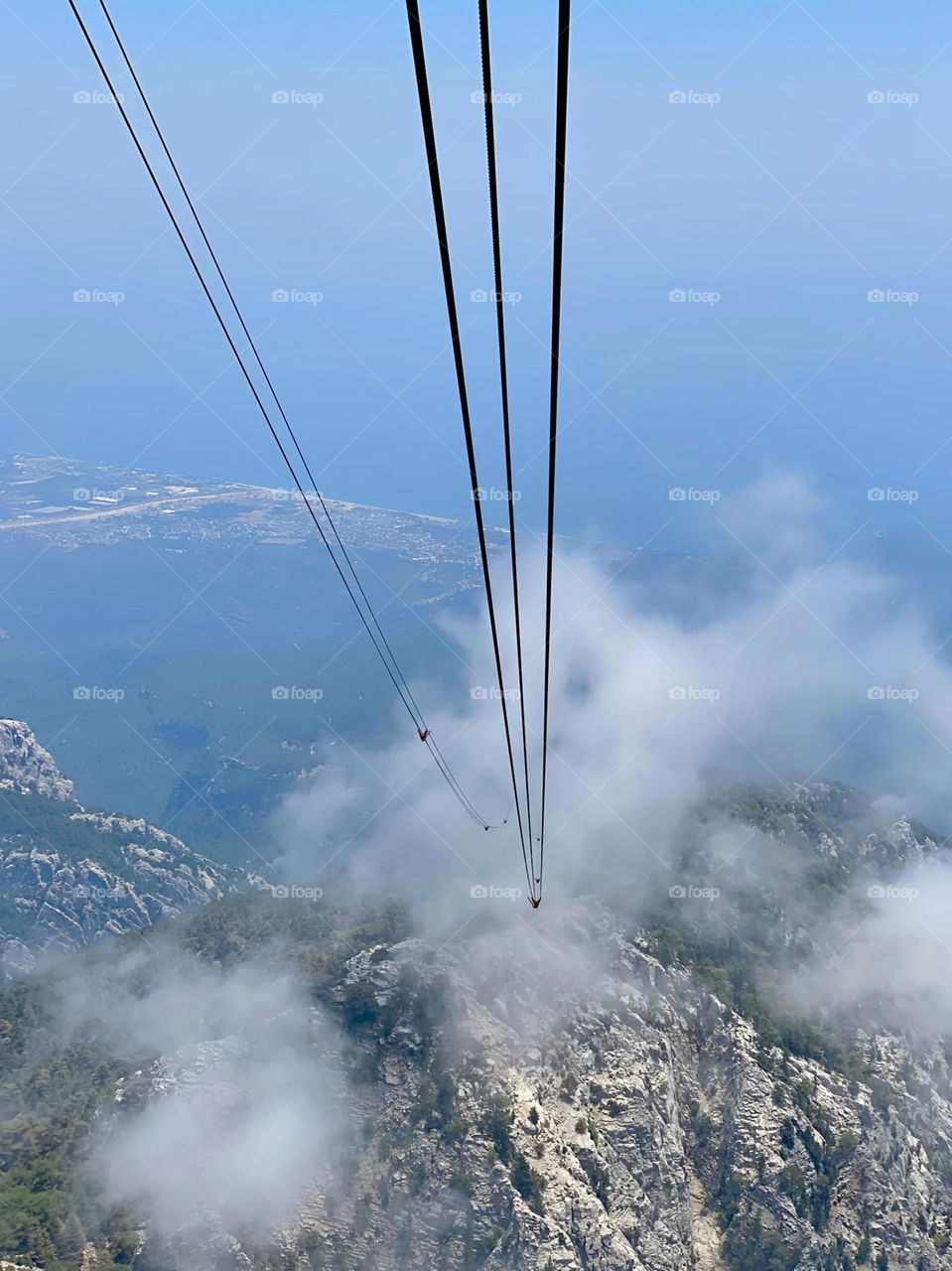 Cable car down. View from Mount Olympus