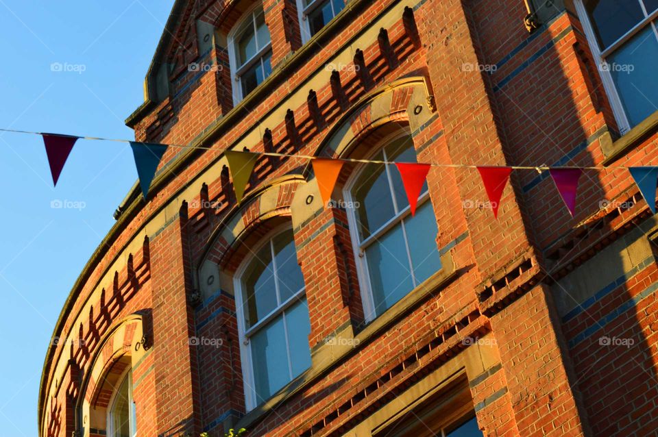 Interesting English architecture during golden hour