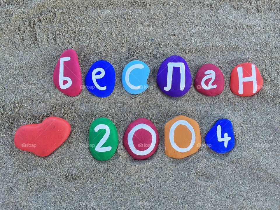 Бесла́н,Beslan, North Ossetia,commemoration stones composition