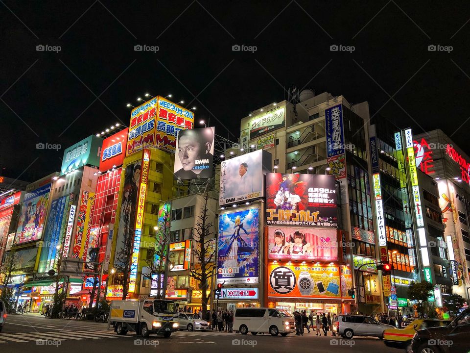 Bright lights of Akihabara Electric Town, Tokyo, Japan