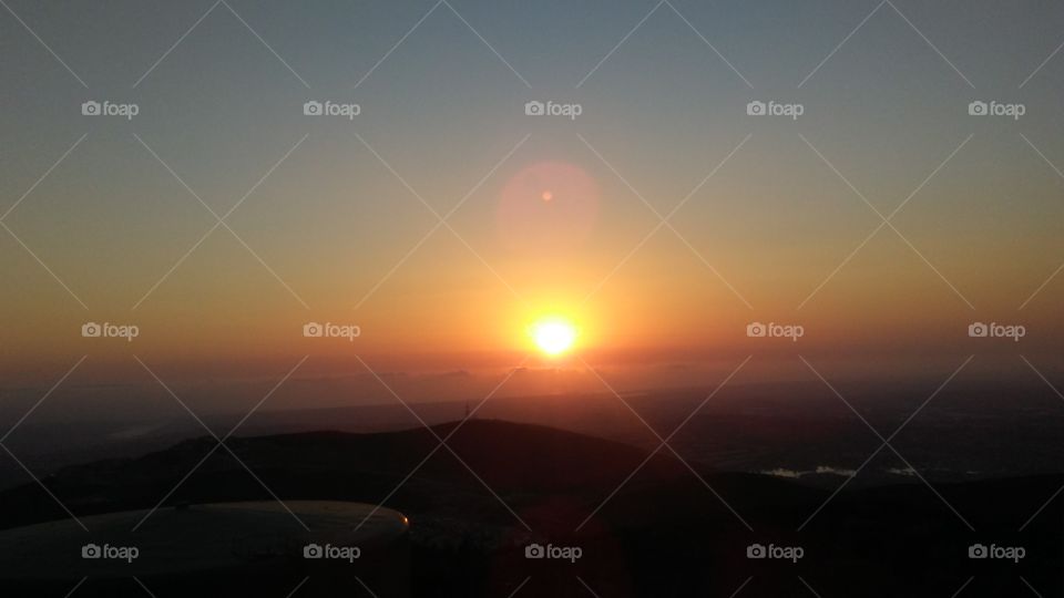 Sunset Behind Mountain