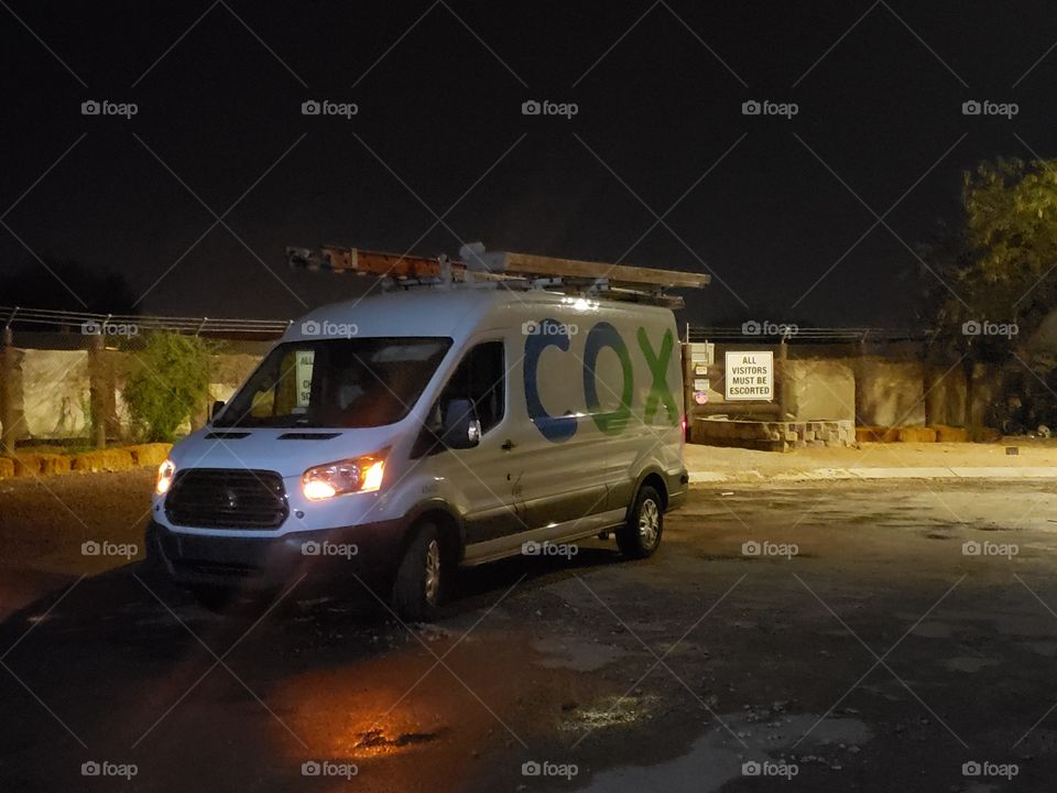 cox truck helping out with a router out from the lighning