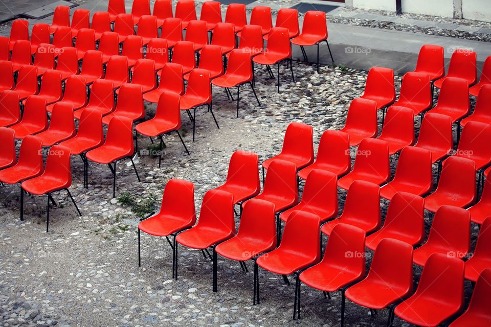 Red student chairs 