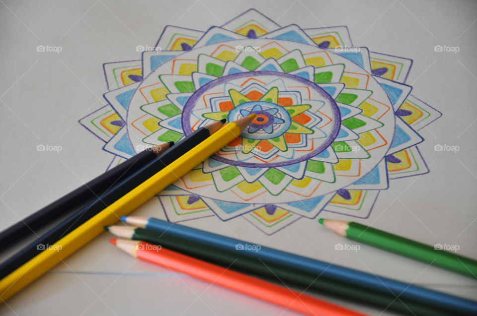 Pencils and mandala 