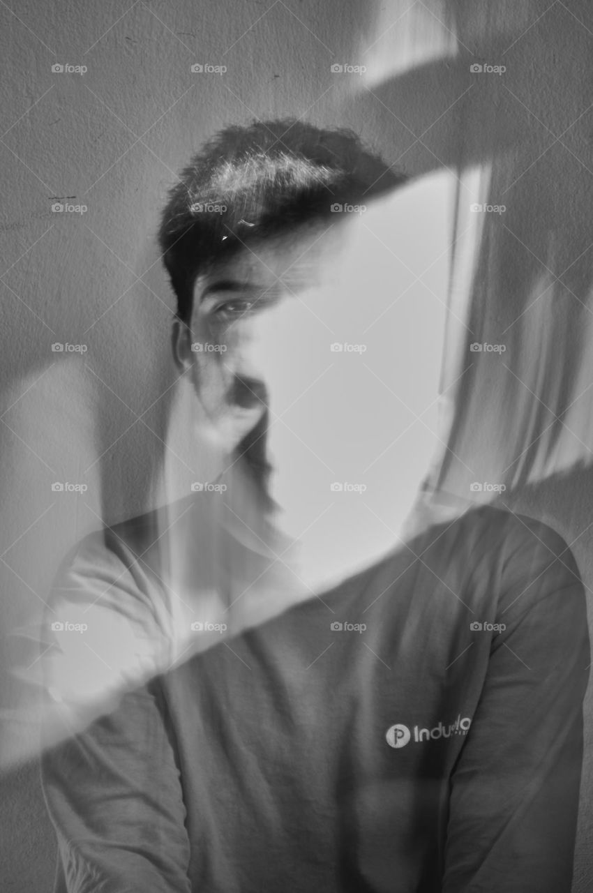 Photographic portrait of man in motion