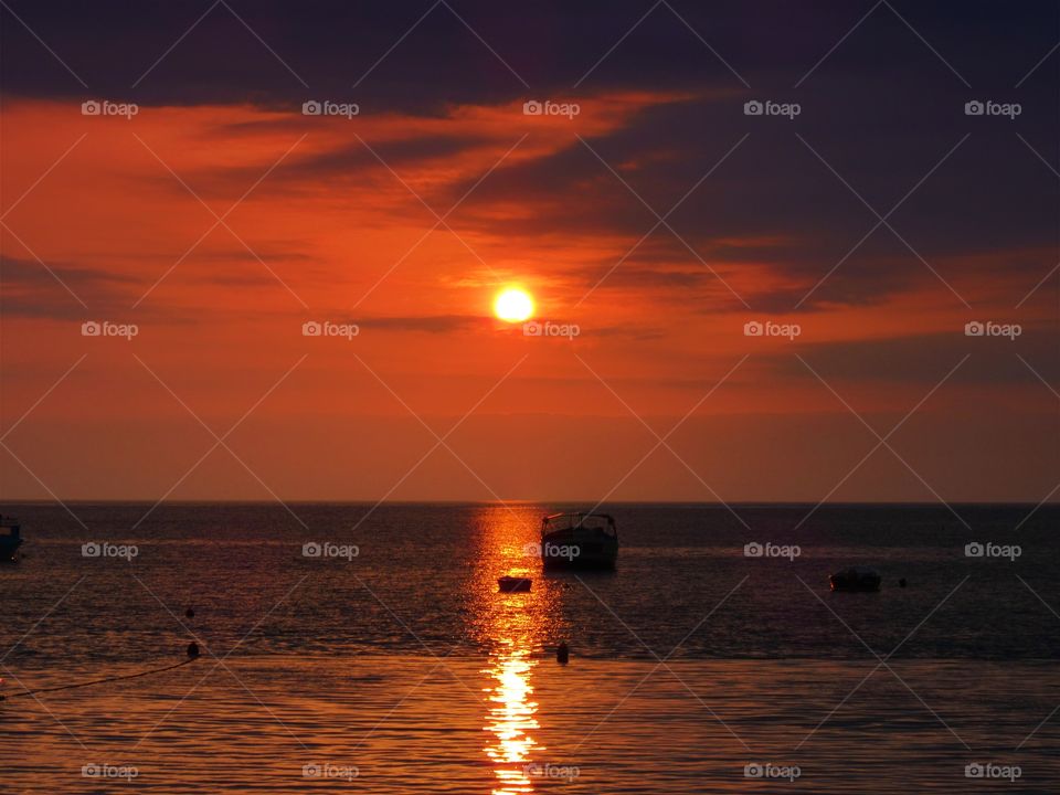 Sunset over idyllic sea