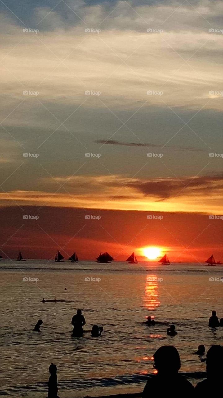 Sunset at Boracay beach