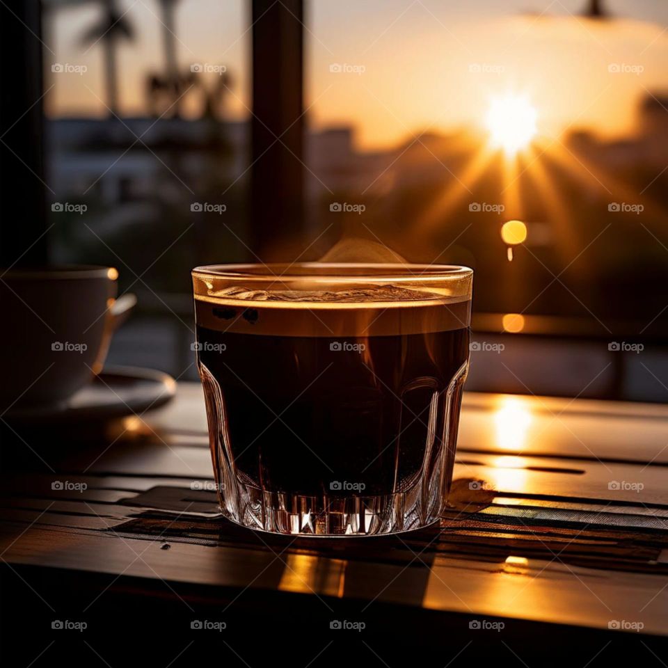 coffee at sunset