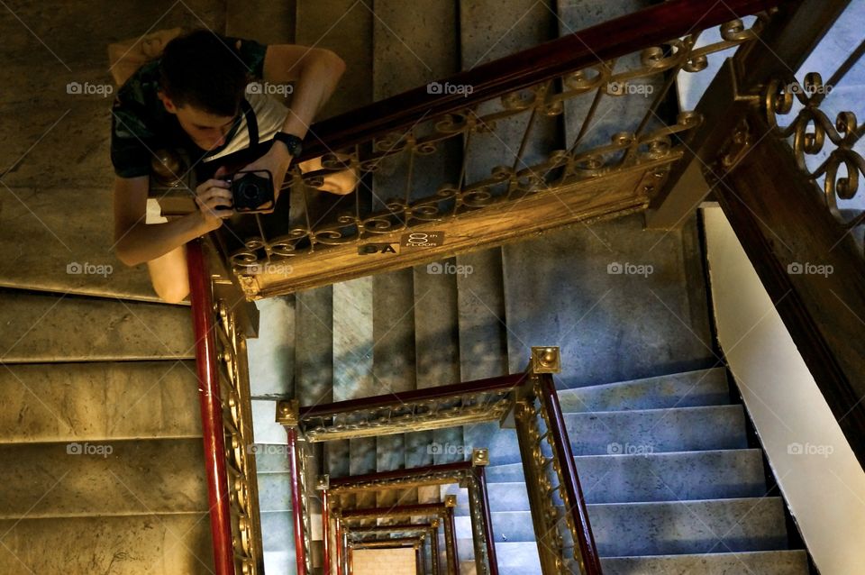 Squared staircase, old staircase in a appartment building