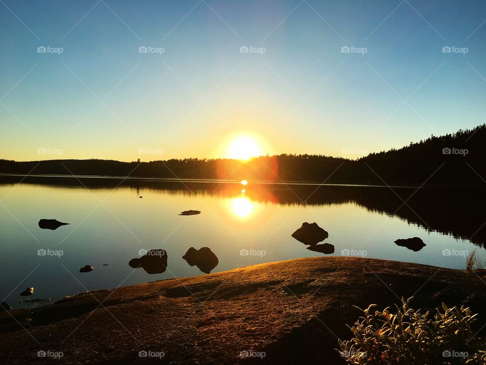 Sunset by the lake