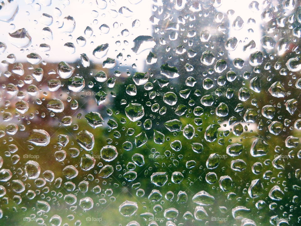 water drops on the window glass