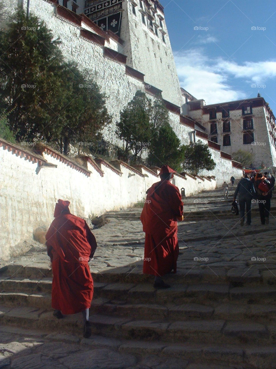 Two monks walking 