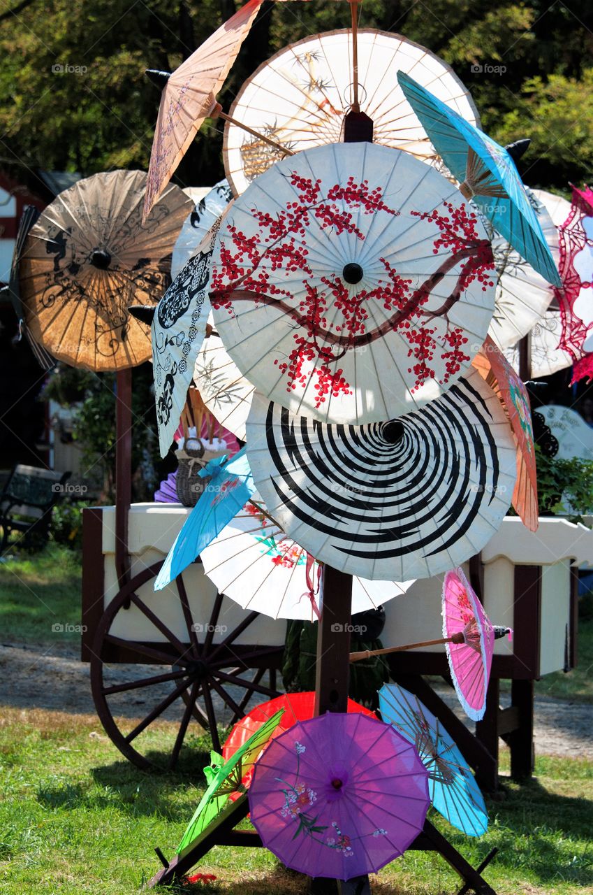 Colorful Umbrellas at a Renaissance Festival 