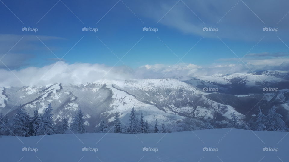 Peak of Oshlak in Kosovo. A beautiful clear blue colour of the sky and a lot of snow that bend in together to create a magical view from 2000 meters above the sea level. A freezing cold that froze the trees and the ground.

A beautiful view !