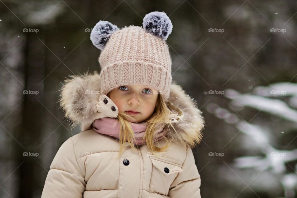 Portrait of sadness Caucasian girl outdoor