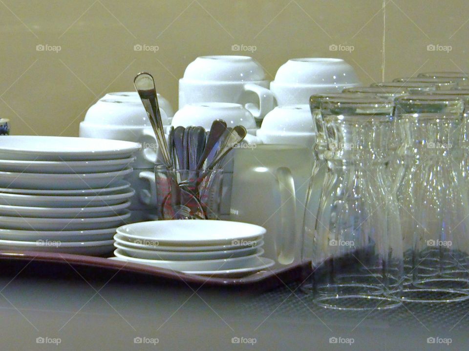 Set of tableware in the restaurant