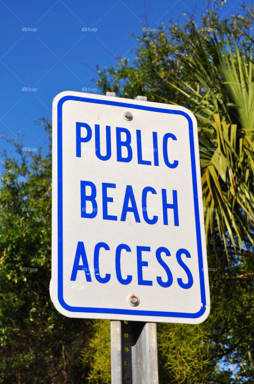 Public beach access sign. 