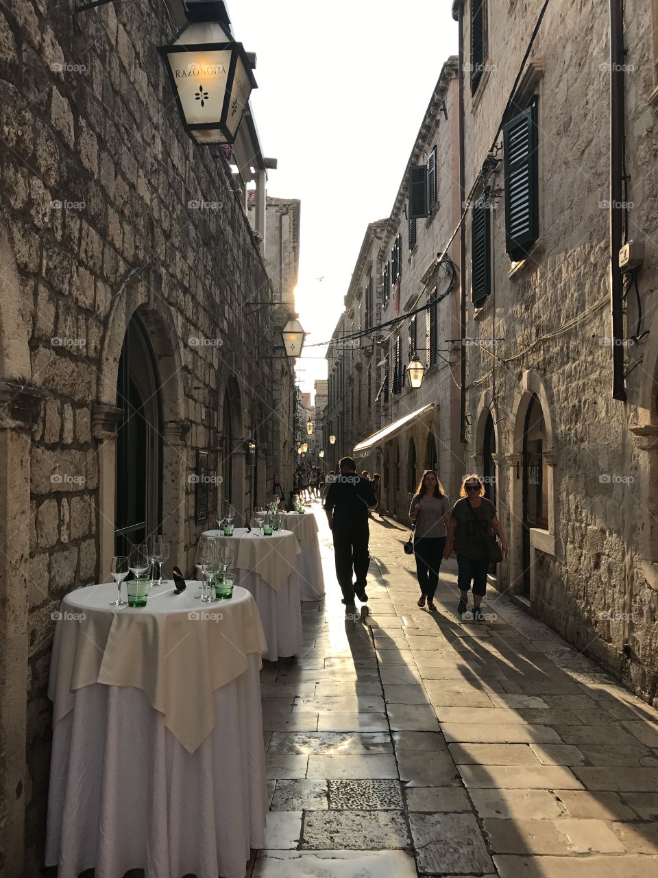 The narrow city streets of Old City, Dubrovnik 