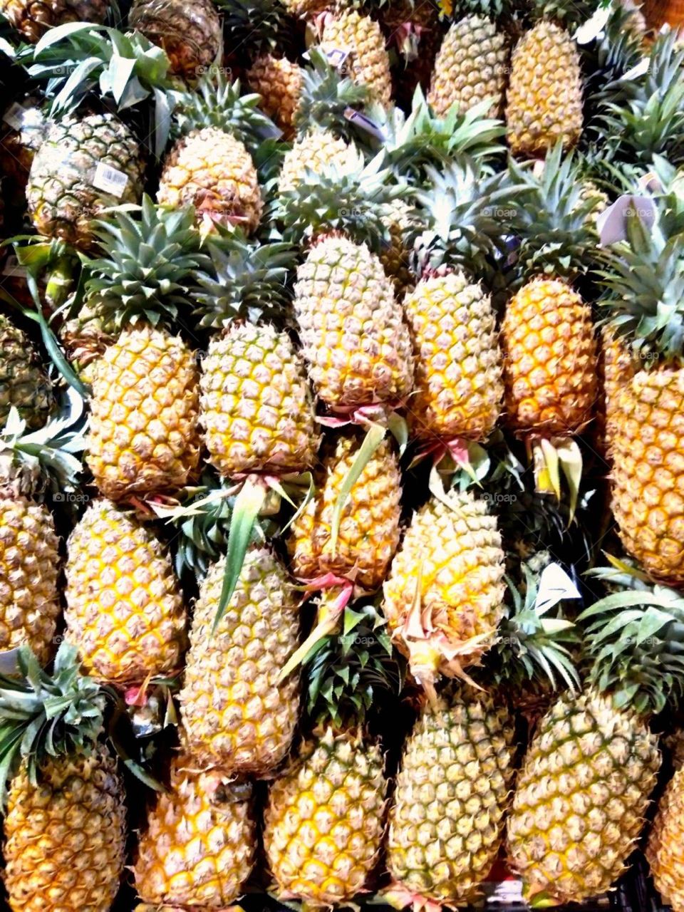 Pineapple for sale in the supermarket.