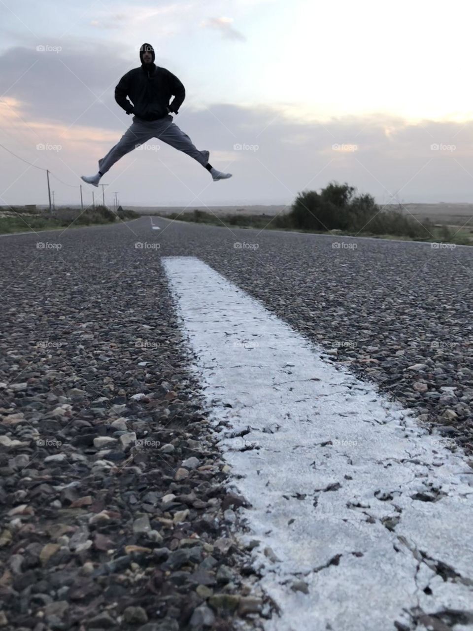 Splendid jump in the road