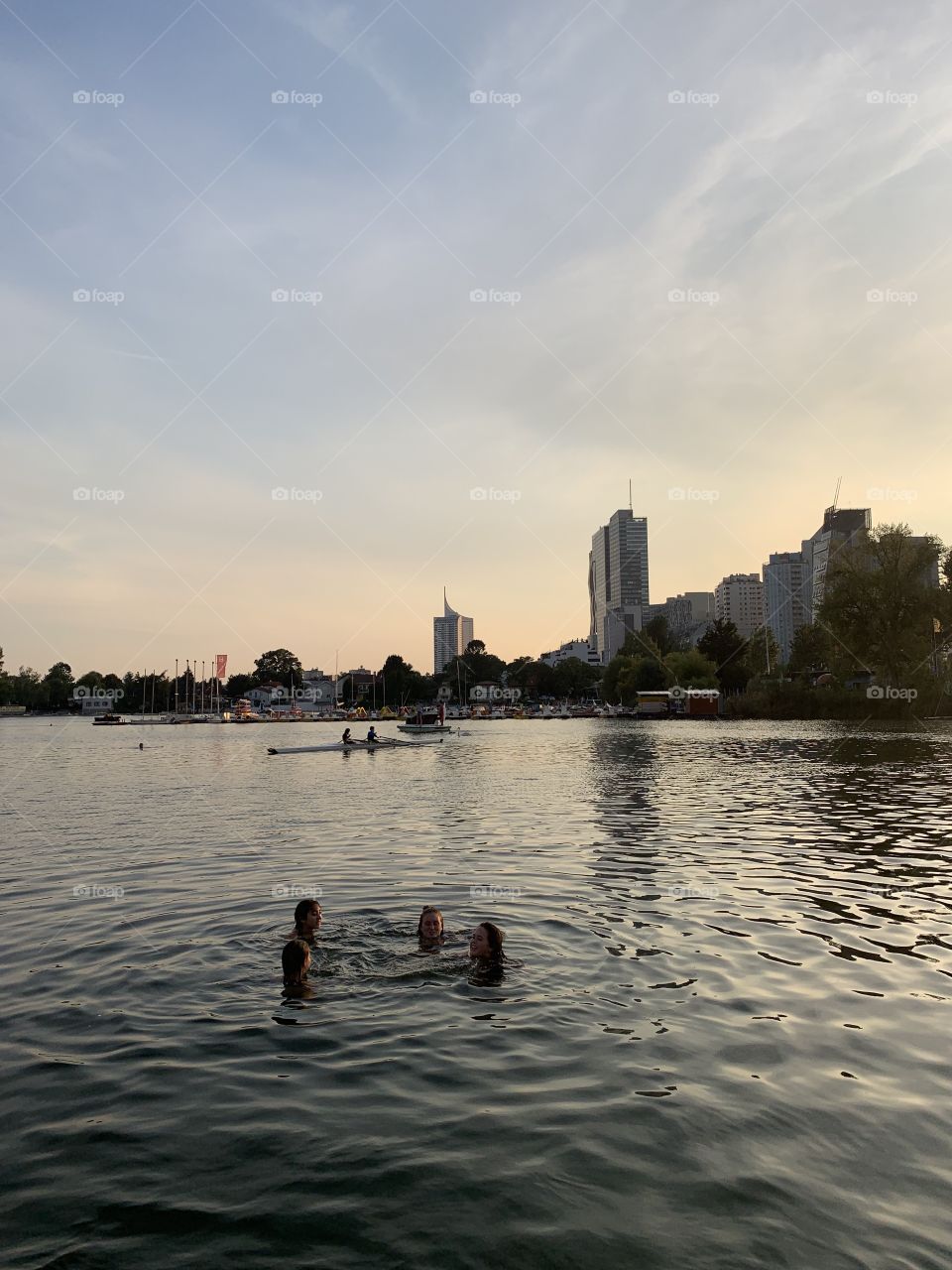 Swimming in the river during the hot summer