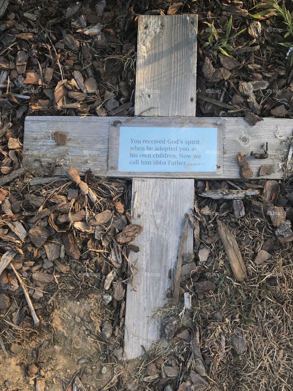 A monument built along the Church's sidewalk. 