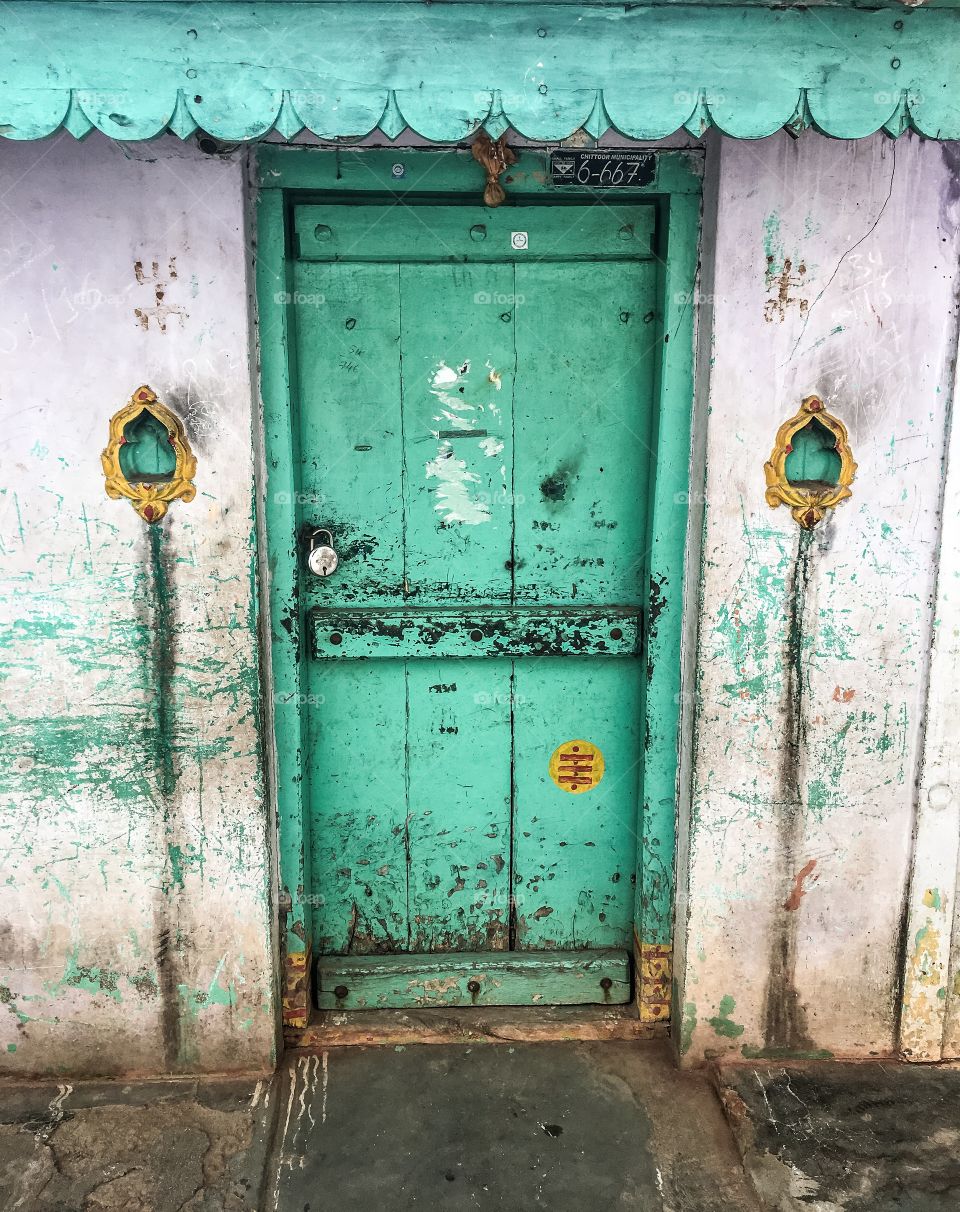 Old green door