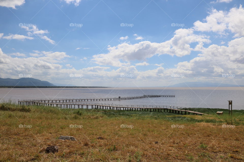 An old bridge to see the Lake Manyara in Tanzania.