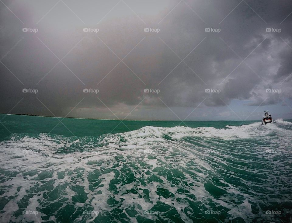 Scenic view of sea in stormy weather