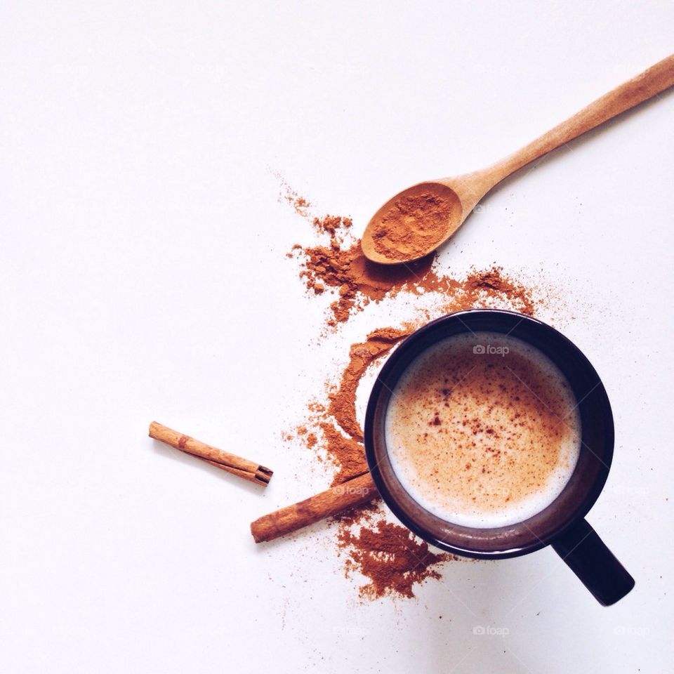 Breakfast drink soy milk with cinnamon