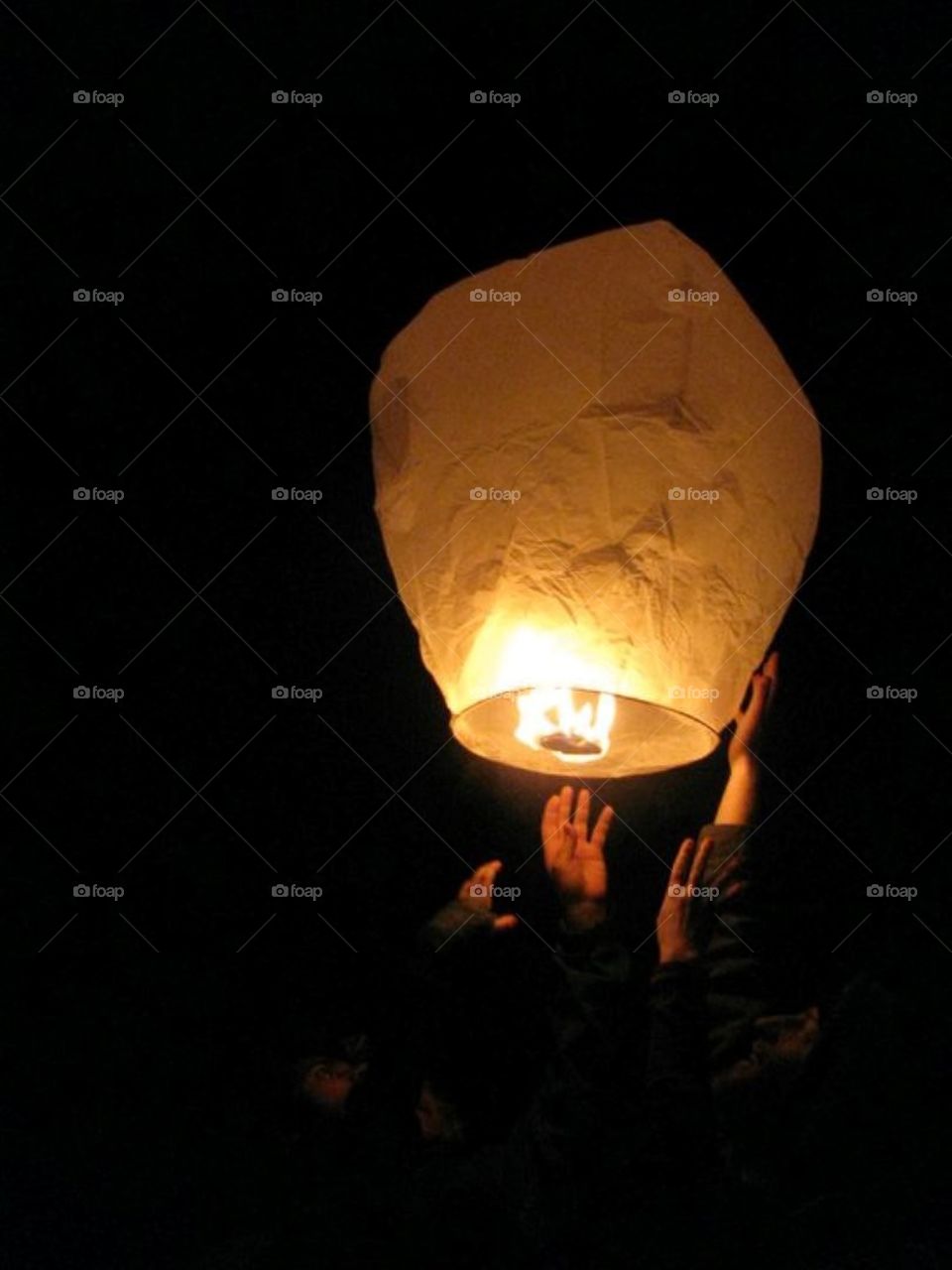 Launching a floating lantern 