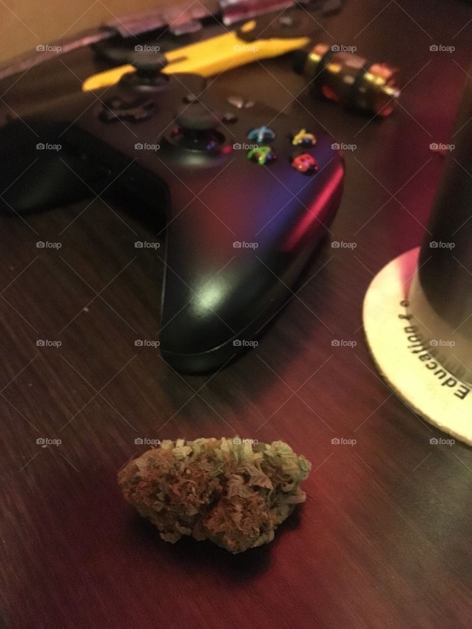 Cannabis and Xbox Controller. 