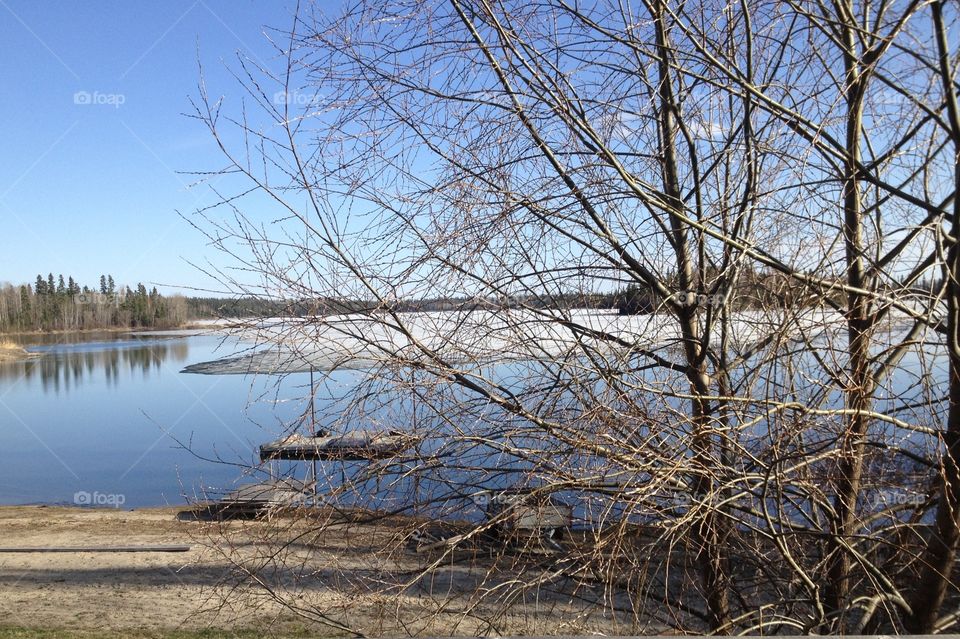 Early spring in Northern Saskatchewan. Ice finally leaving the lake after a long cold winter!