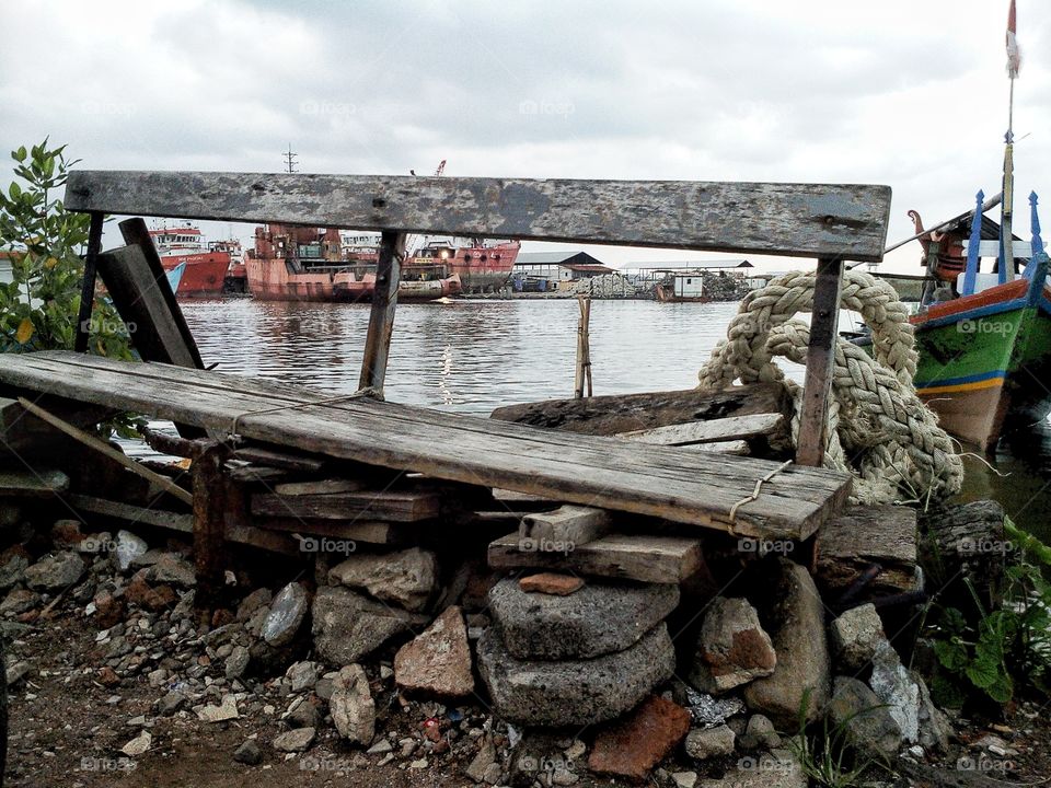 old bench in the port