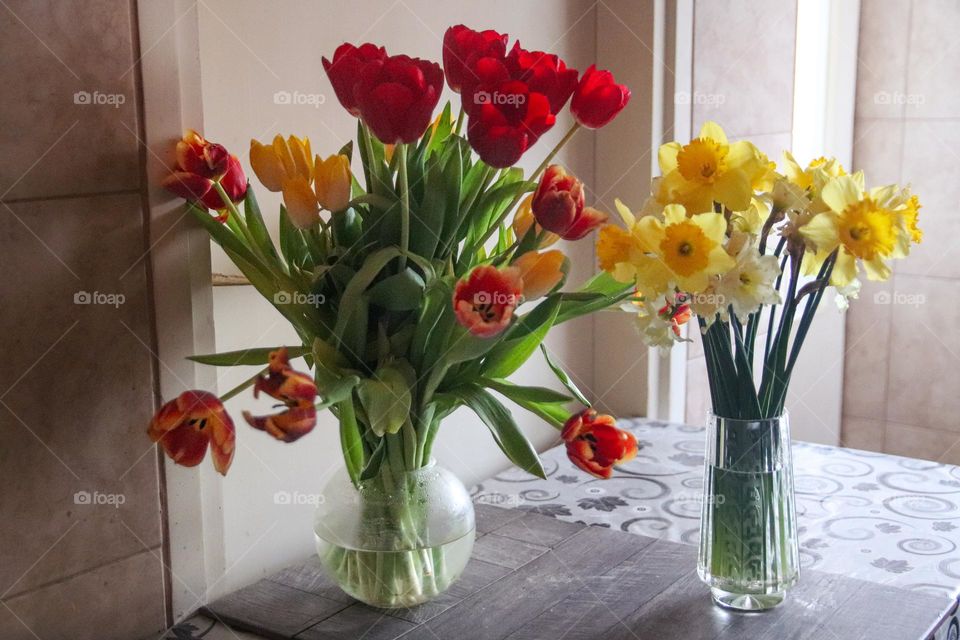 Spring floweres in a vase