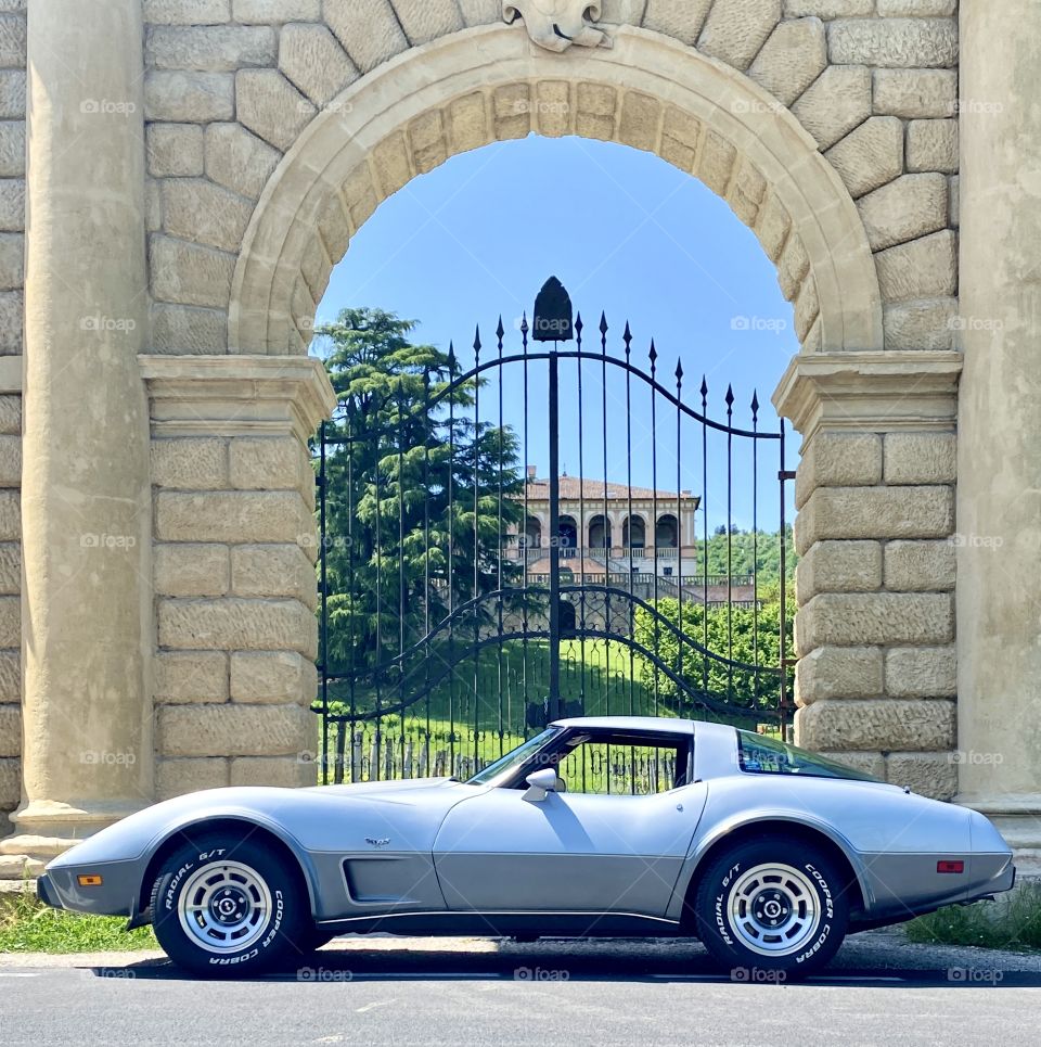 Villa and a Vette!  Where a classic car meets Italian Style.