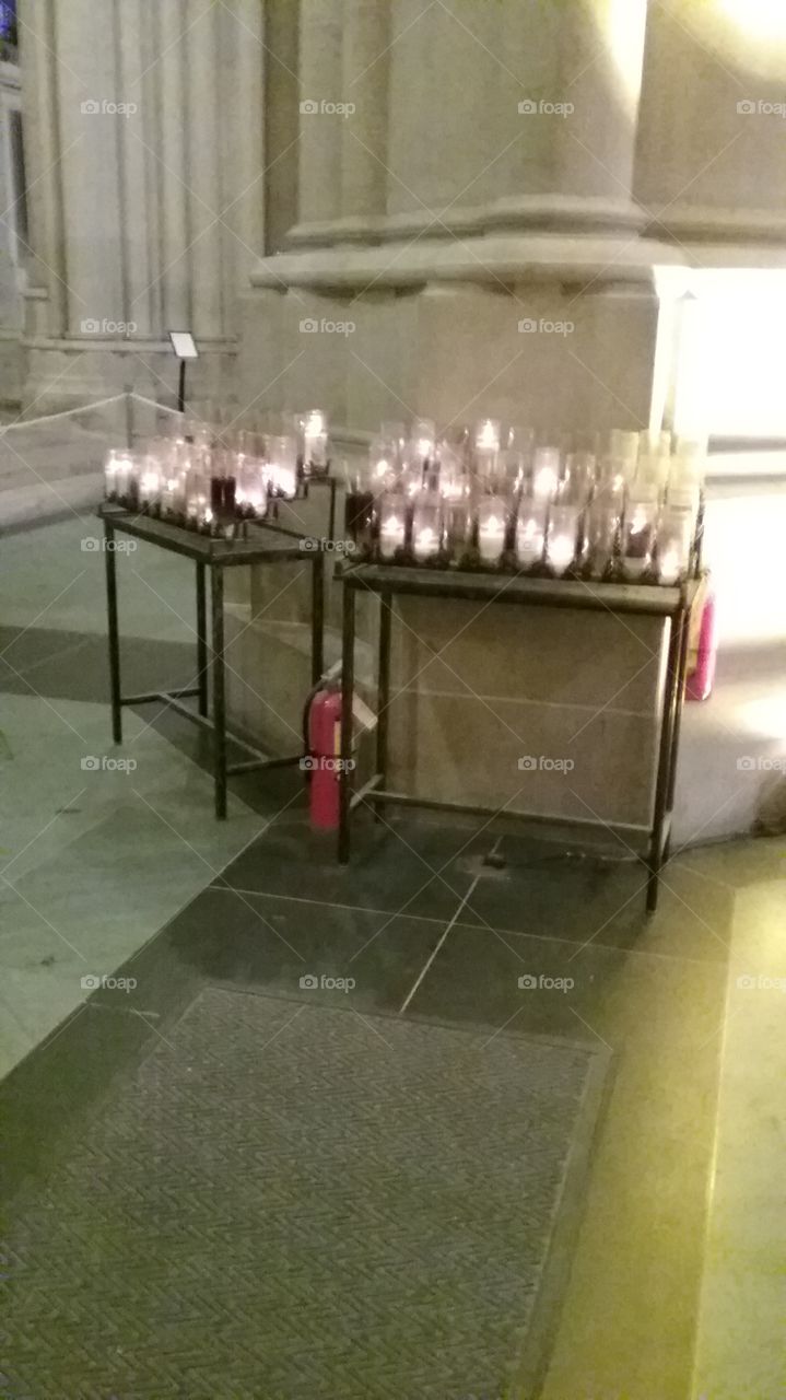 Votive Candles and fire extinguishers