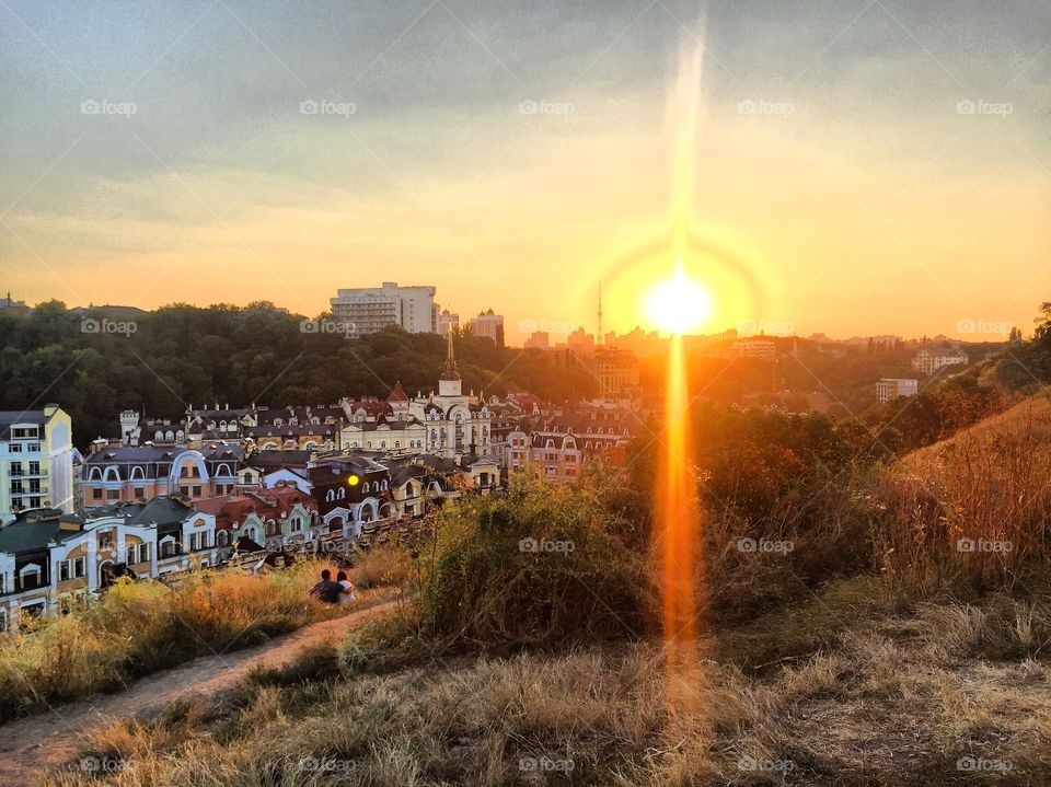 Sunrise over the town